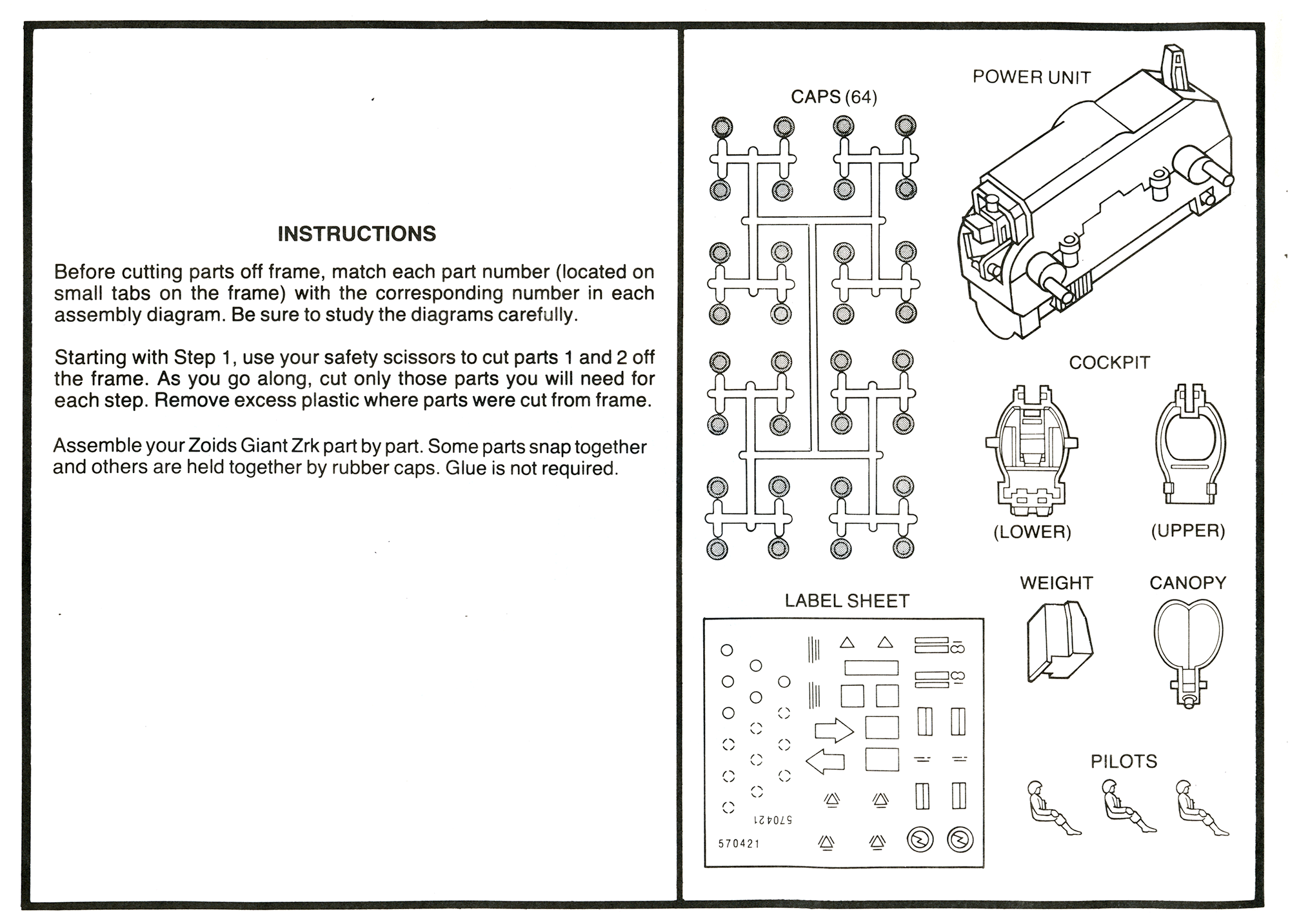 Tomy Zoids Giant ZRK Instruction Manual